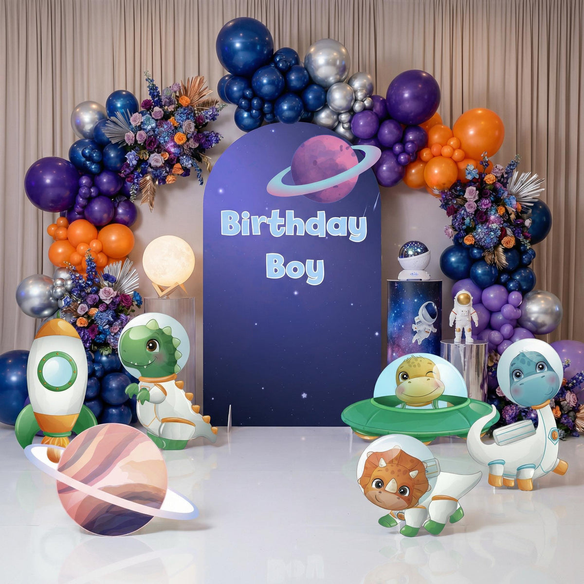 Space Dinosaur Party Cutouts, Astronaut Party Decor, Baby Dino, Birthday Party Props, Baby Shower, Lawn Sign, Blast Off