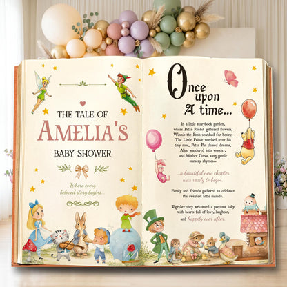 Once Upon A Time Backdrop (The Tale Of Book), One for the Book, Storybook, First Birthday, Welcome Sign, Fairytale, Garden Bunny Baby Shower, Honey Bear