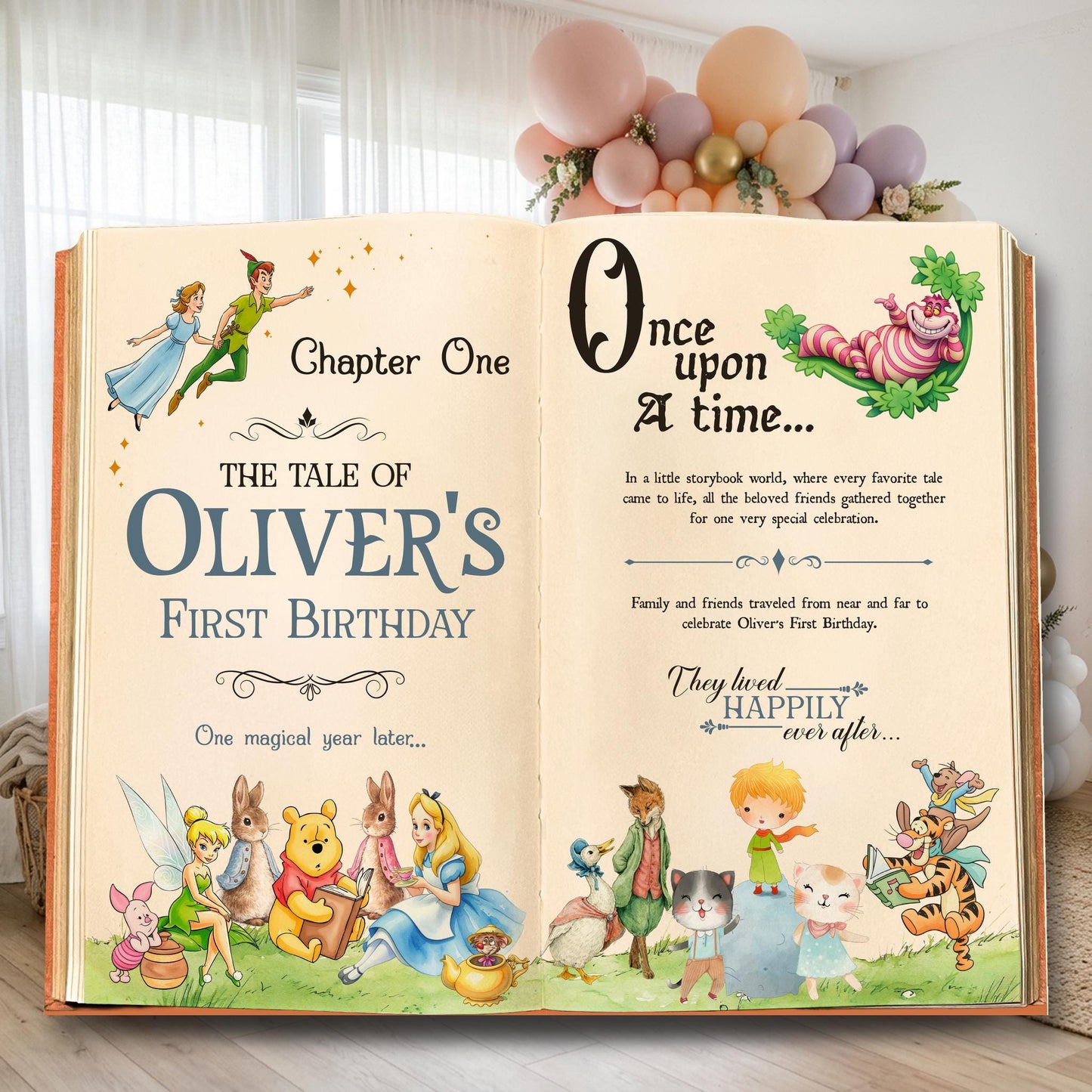 Once Upon A Time Backdrop (Chapter One Book), One for the Book, Storybook, First Birthday, Welcome Sign, Fairytale, Garden Bunny Baby Shower, Honey Bear