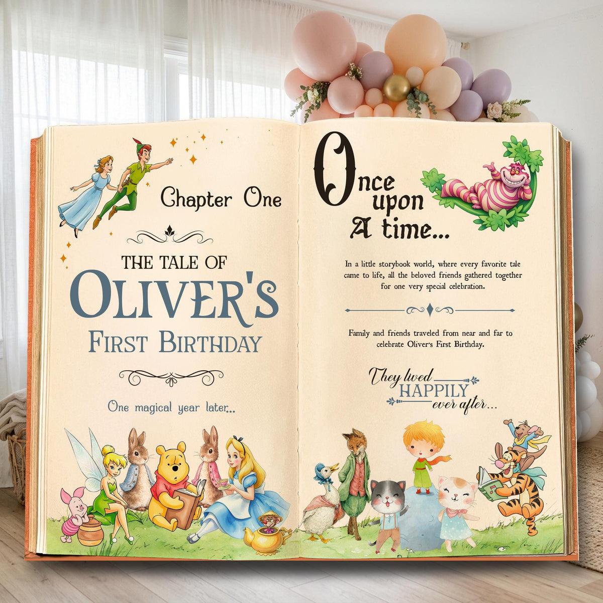 Once Upon A Time Backdrop (Chapter One Book), One for the Book, Storybook, First Birthday, Welcome Sign, Fairytale, Garden Bunny Baby Shower, Honey Bear