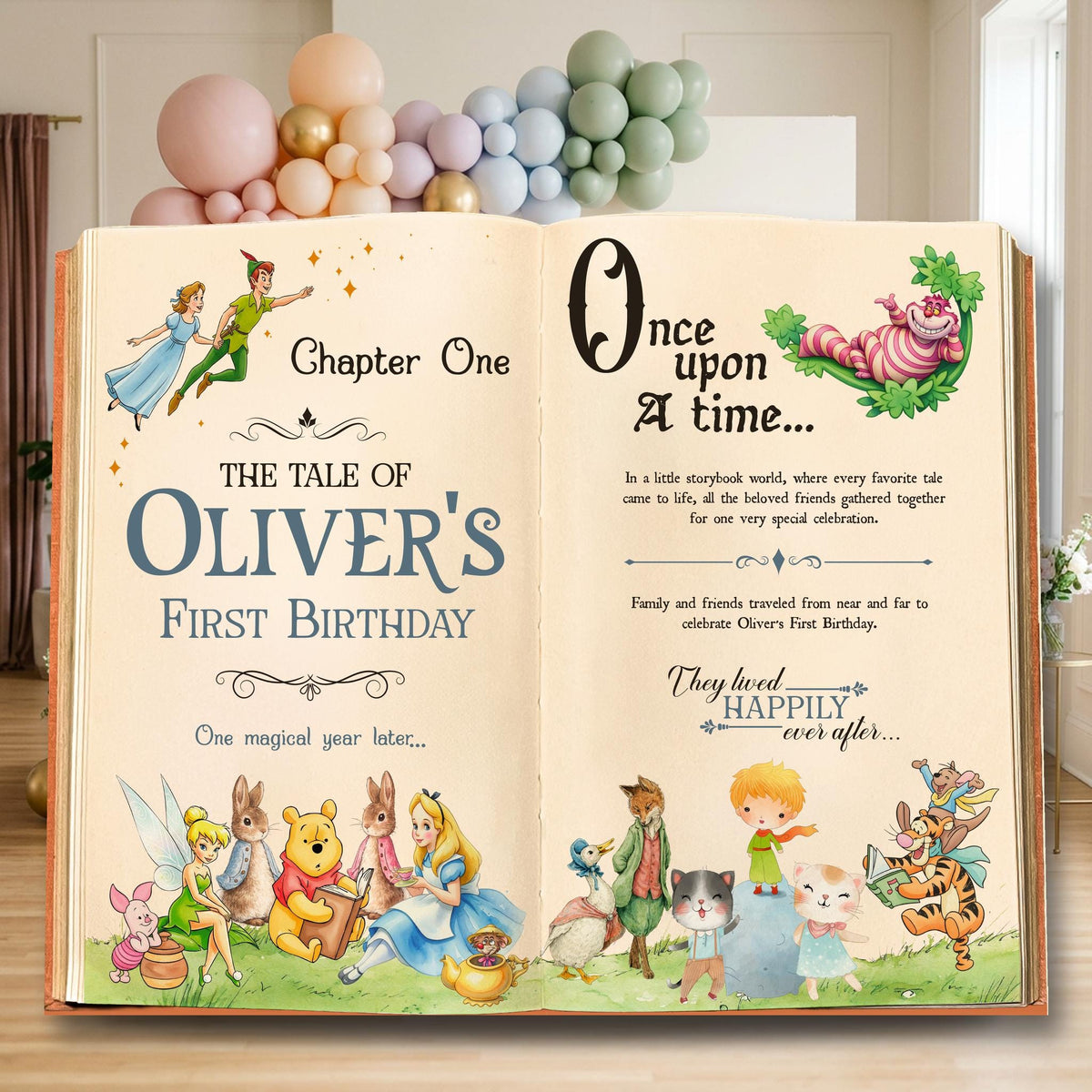 Once Upon A Time Backdrop (Chapter One Book), One for the Book, Storybook, First Birthday, Welcome Sign, Fairytale, Garden Bunny Baby Shower, Honey Bear