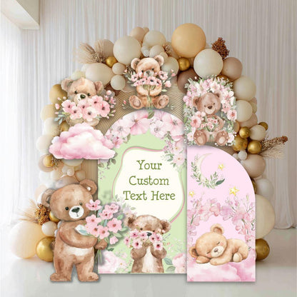 Pink Bear Cutouts, Girls First Birthday, We Can Bearly Wait, Baby Shower, Teddy Bear, Floral Bear, Cute Bear, Pink Backdrop, Sign,Party Prop