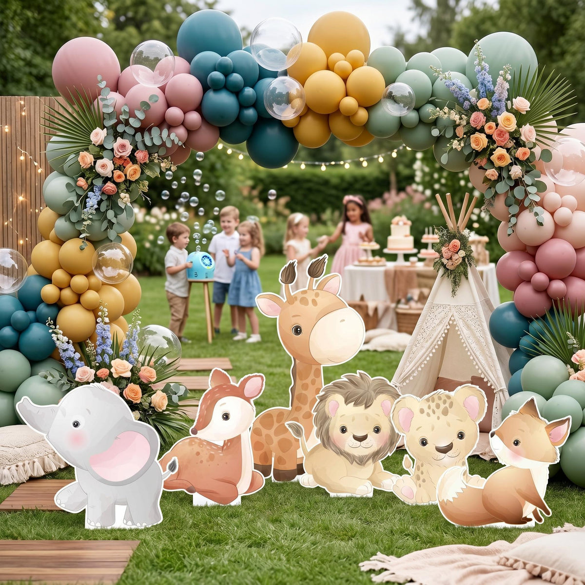 Safari Animals Set 6 Cutouts, Jungle Backdrop, Baby Shower Decor, 1st Birthday, Wild One Birthday