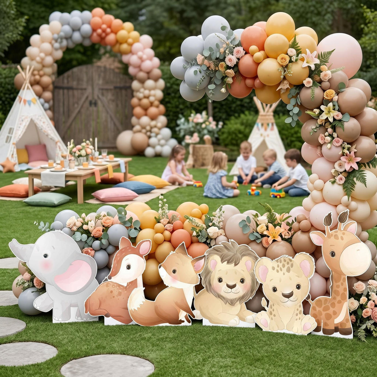 Safari Animals Set 6 Cutouts, Jungle Backdrop, Baby Shower Decor, 1st Birthday, Wild One Birthday