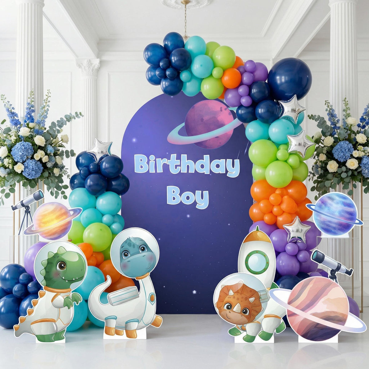 Space Dinosaur Party Cutouts, Astronaut Party Decor, Baby Dino, Birthday Party Props, Baby Shower, Lawn Sign, Blast Off