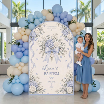 Beige Ribbon Bouquet Baptism Arch