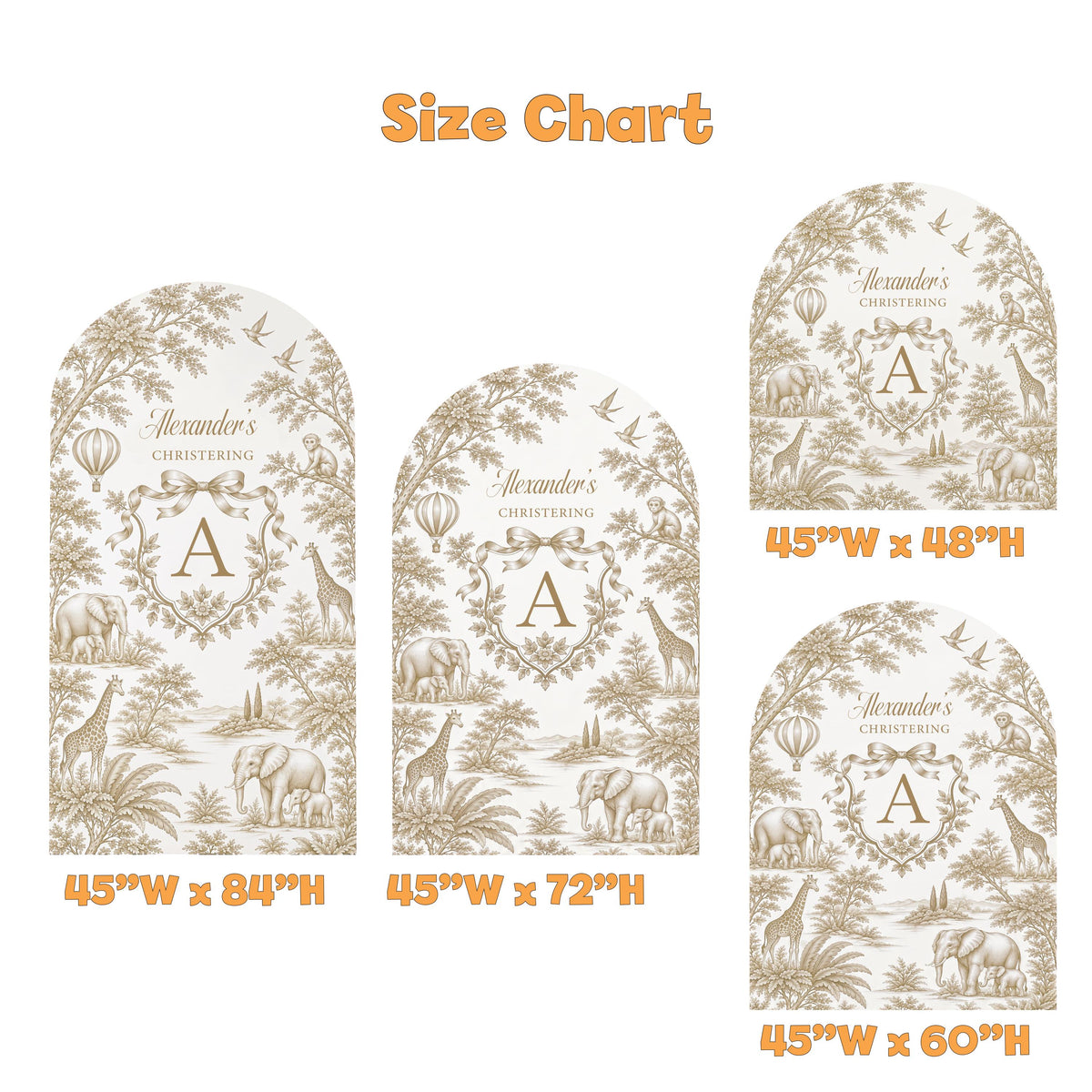 Beige Safari Toile Christening Arch