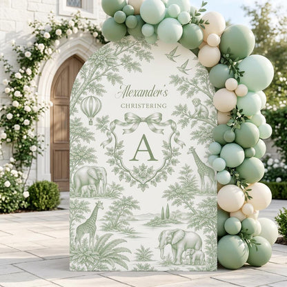 Beige Safari Toile Christening Arch