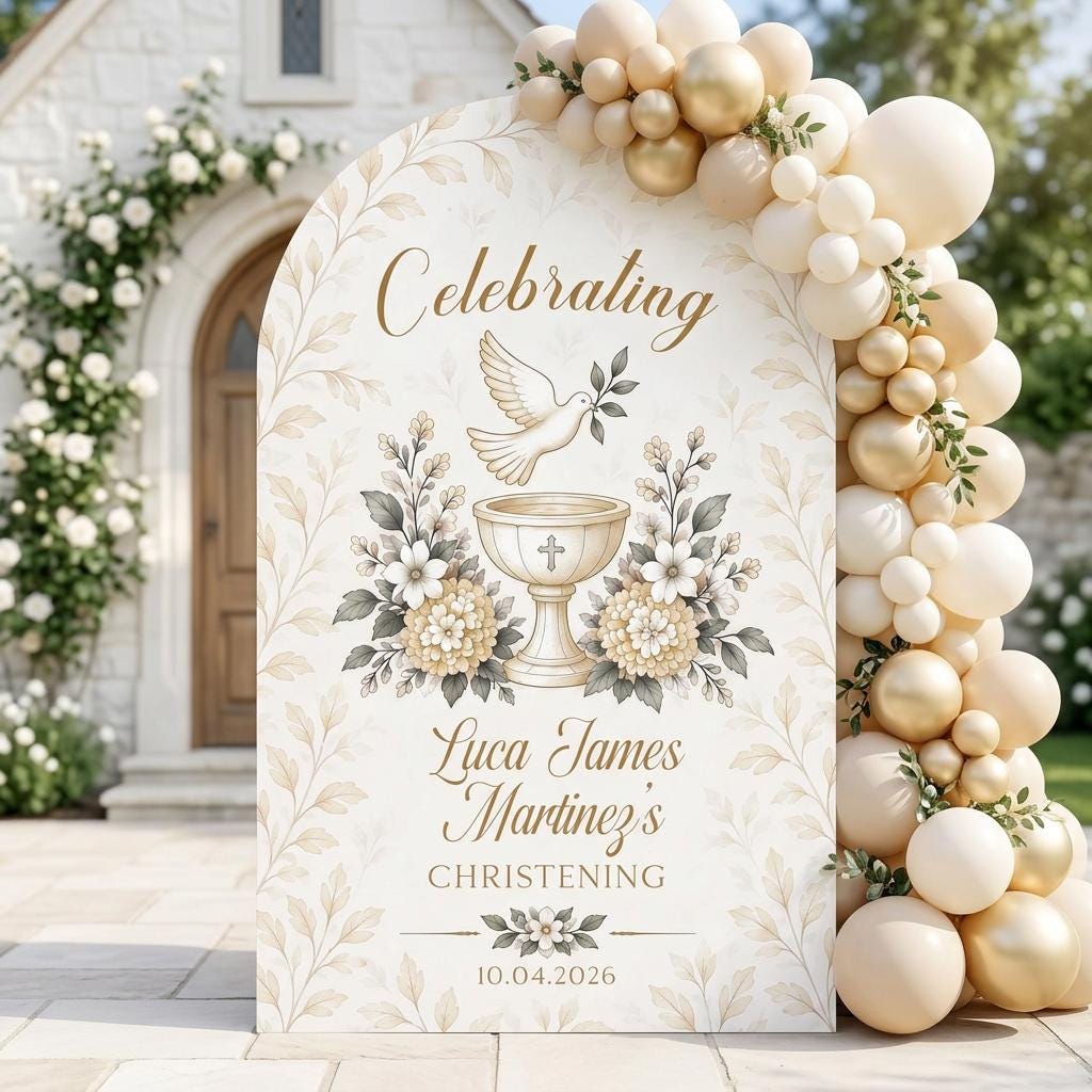 Sage Green Toile Dove Christening Arch