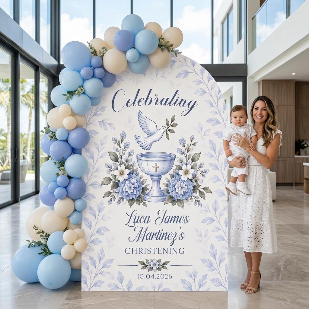 Sage Green Toile Dove Christening Arch