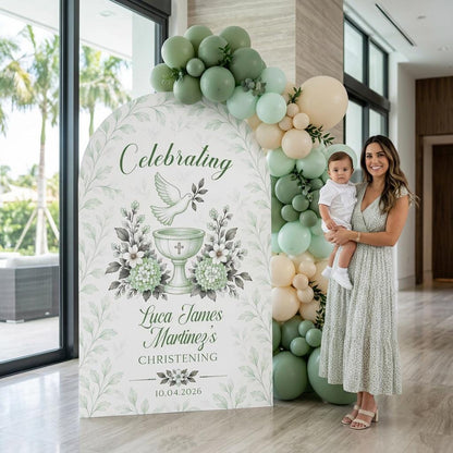Sage Green Toile Dove Christening Arch