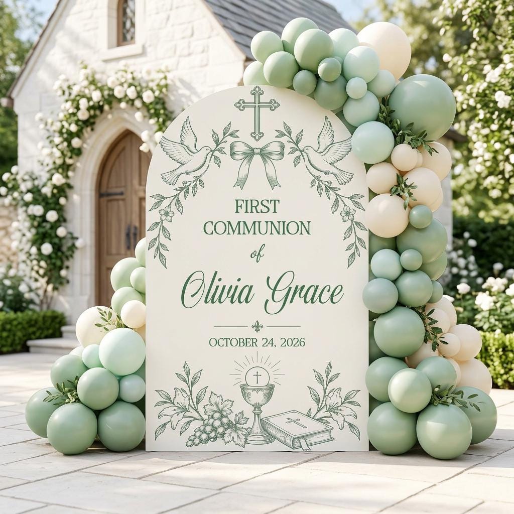 Beige Dove Chalice First Communion Arch