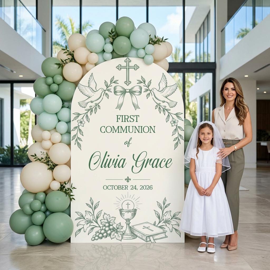 Beige Dove Chalice First Communion Arch