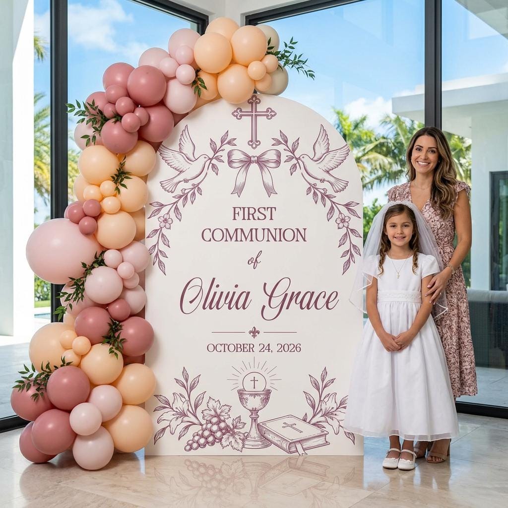 Beige Dove Chalice First Communion Arch