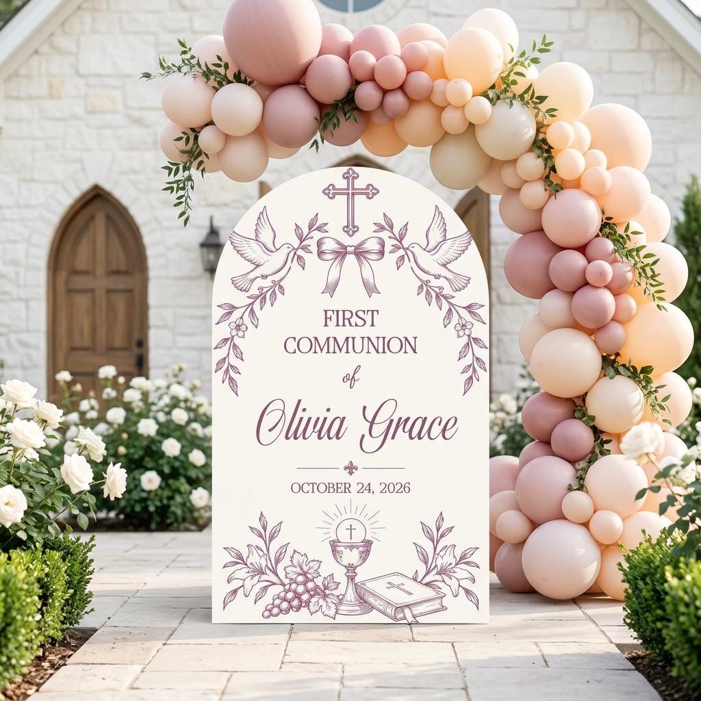 Beige Dove Chalice First Communion Arch