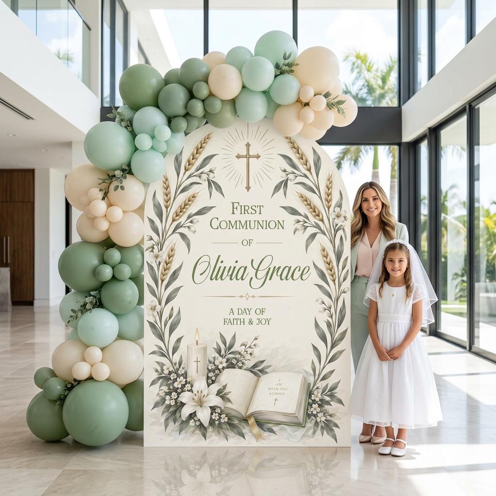 Pink Wheat & Lily First Communion Arch