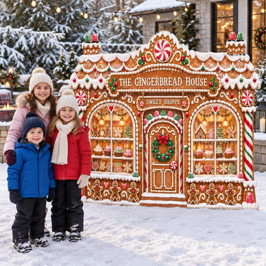 Gingerbread House Sweet Shoppe Backdrop