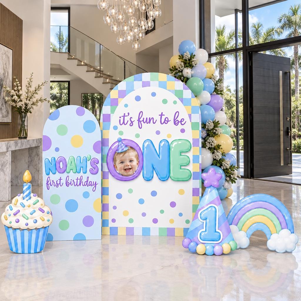 Pastel Checker Fun To Be One Arch Set