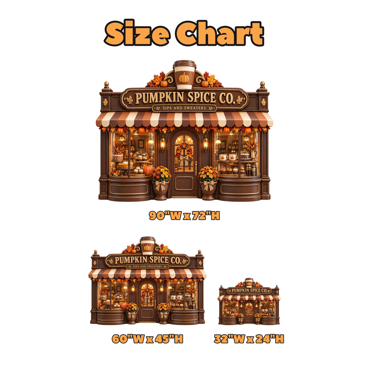 Brown Pumpkin Spice Coffee Shop Backdrop