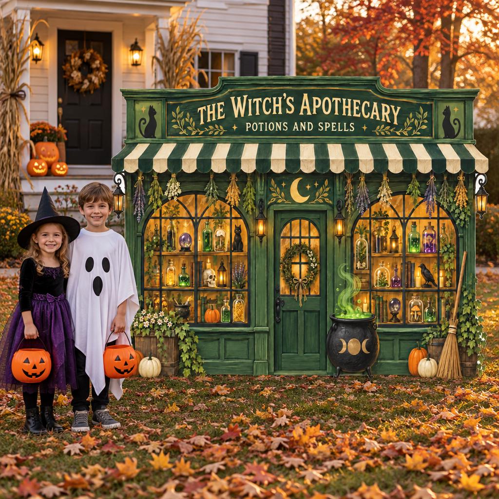Green Witch Apothecary Storefront Backdrop