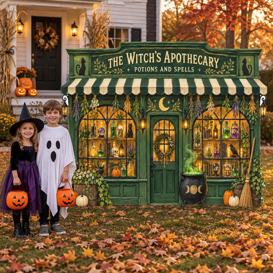 Green Witch Apothecary Storefront Backdrop