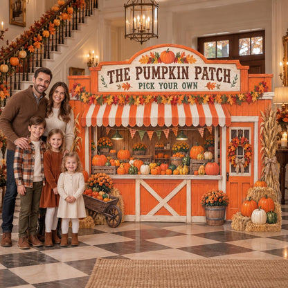 Orange Farm Stand Pumpkin Patch Backdrop