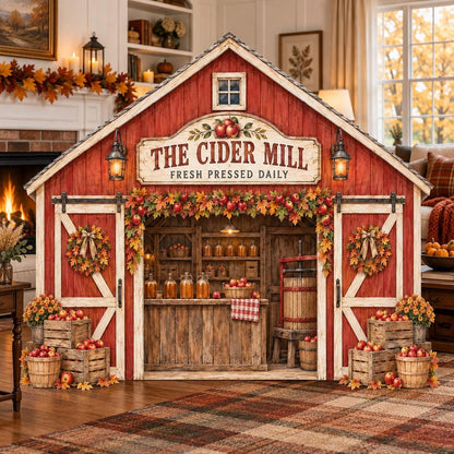 Red Barn Autumn Cider Mill Backdrop