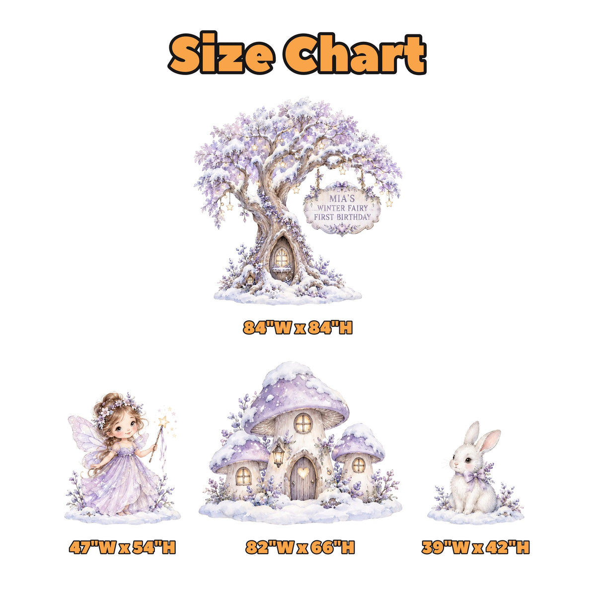 Snowy Lilac Winter Fairy Tree Cutouts