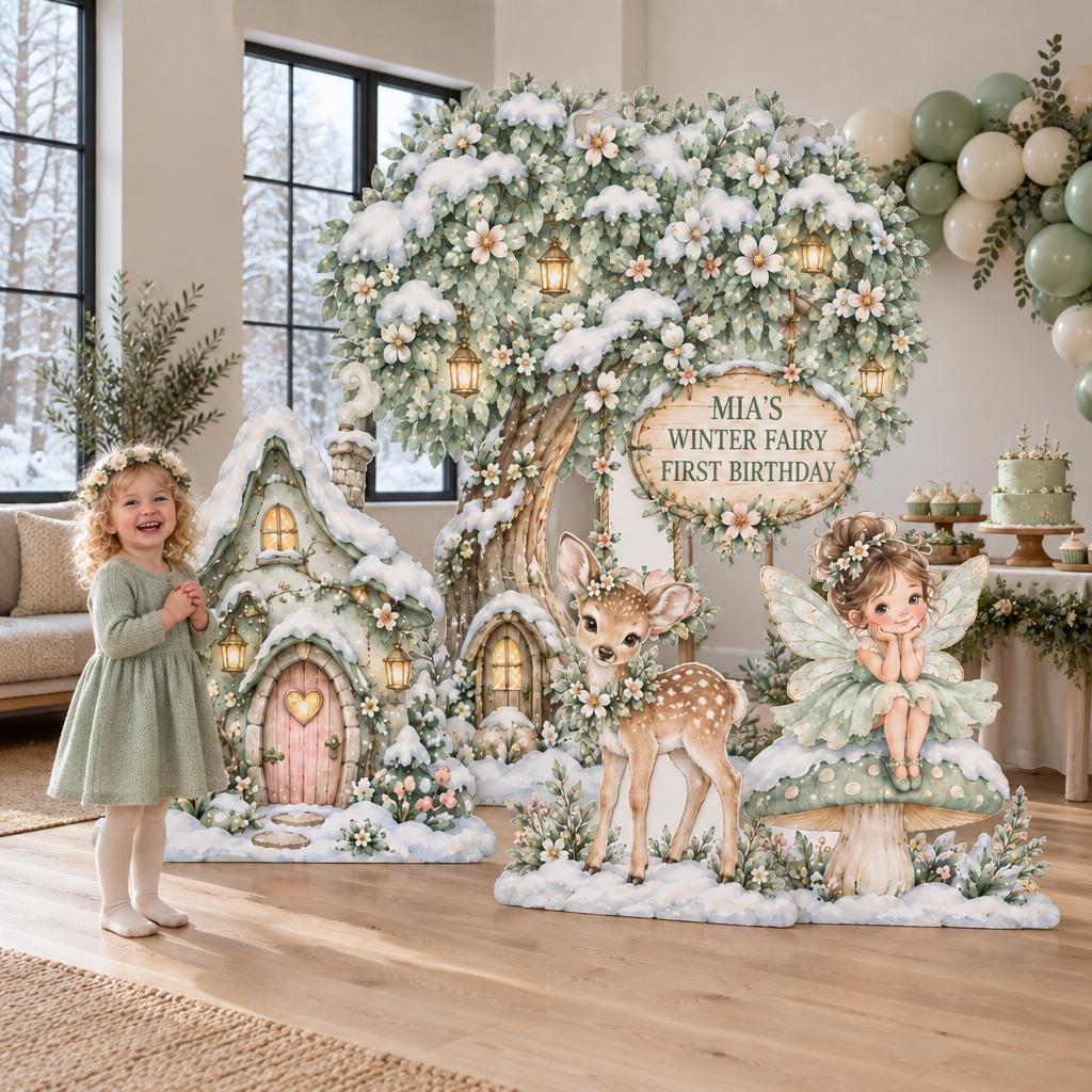 Snowy Lilac Winter Fairy Tree Cutouts