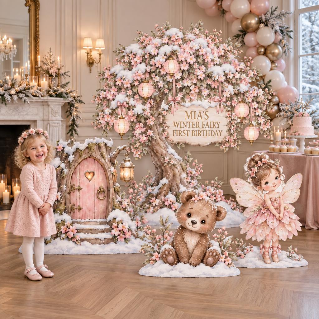 Snowy Lilac Winter Fairy Tree Cutouts