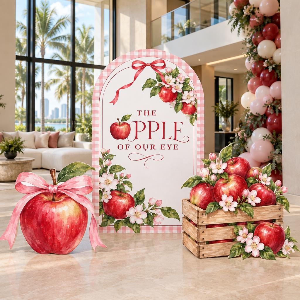 Pink Gingham Apple Baby Shower Arch Set