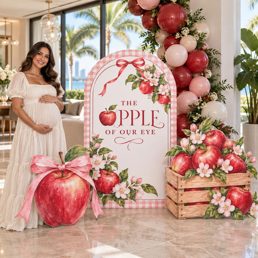 Pink Gingham Apple Baby Shower Arch Set