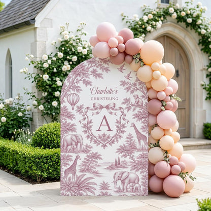Beige Safari Toile Christening Arch