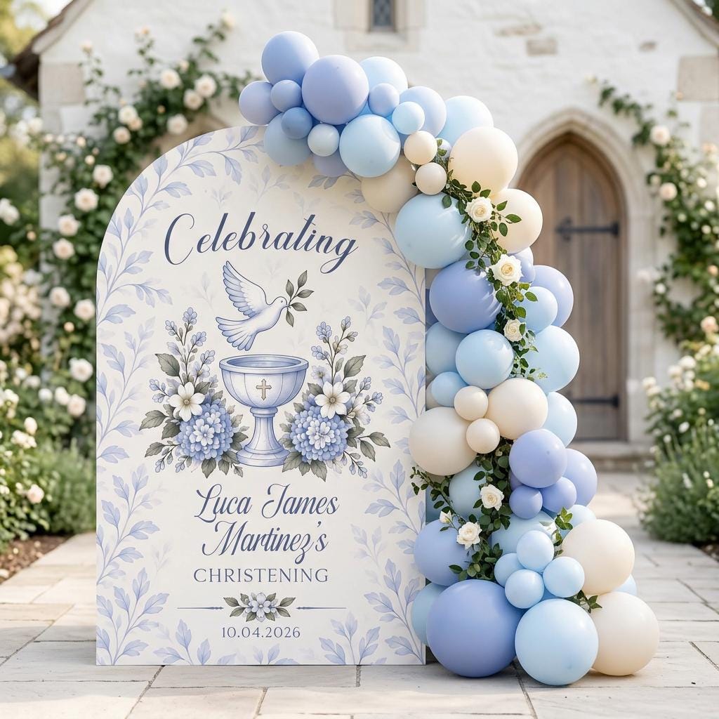 Sage Green Toile Dove Christening Arch