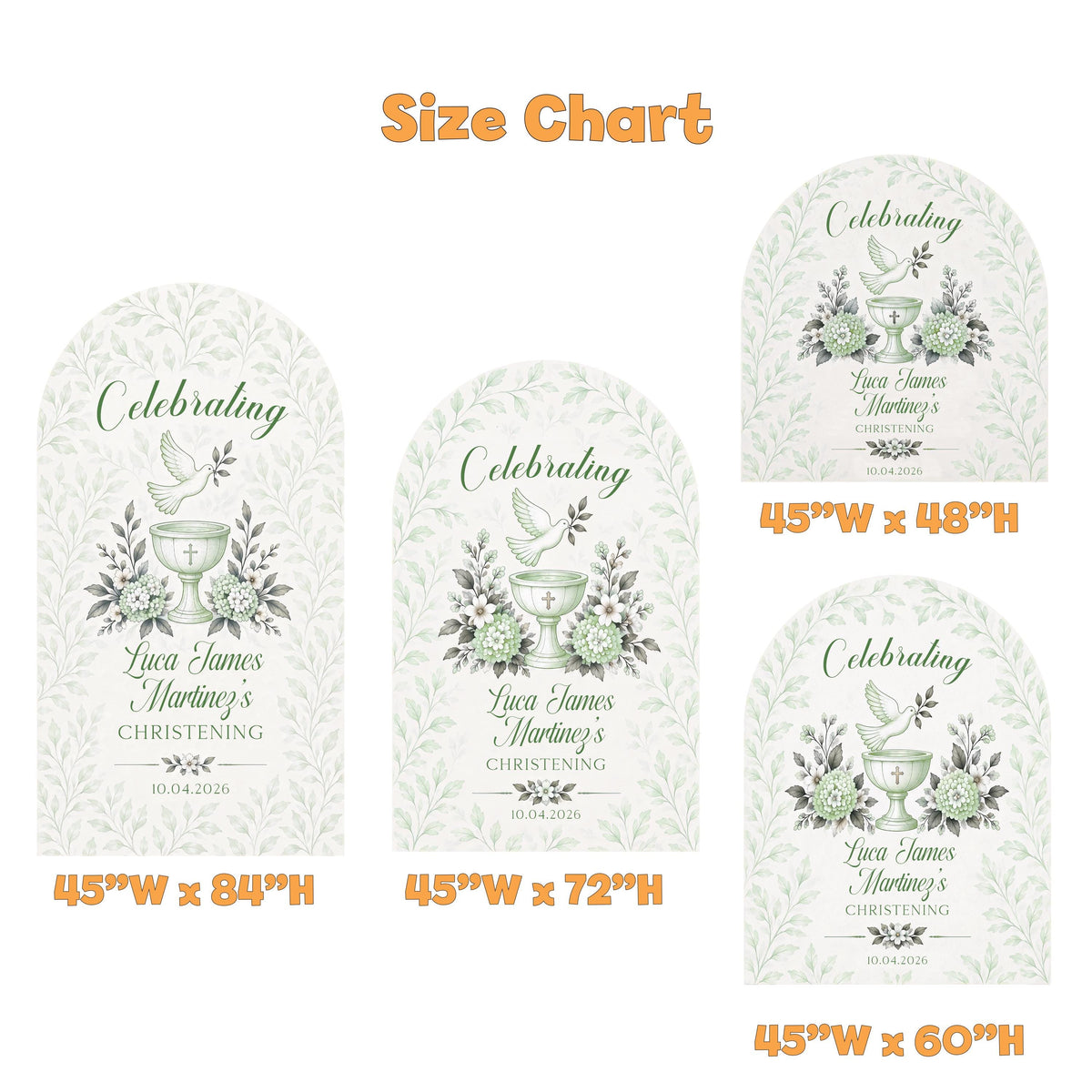 Sage Green Toile Dove Christening Arch
