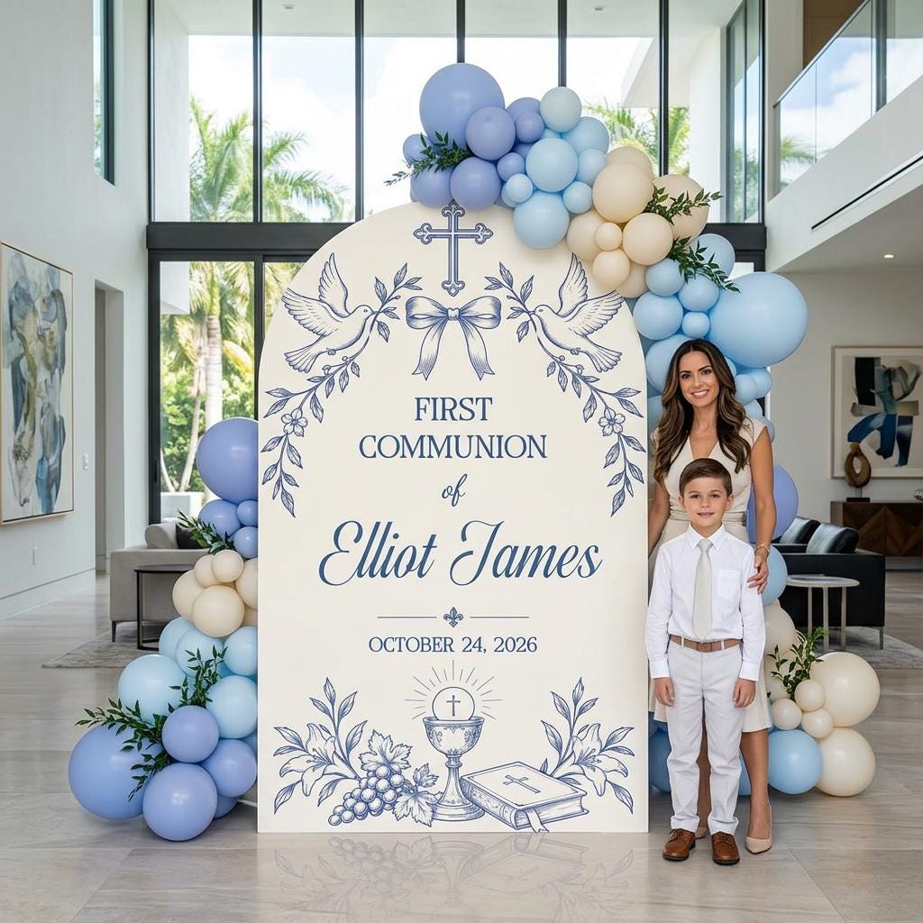 Beige Dove Chalice First Communion Arch