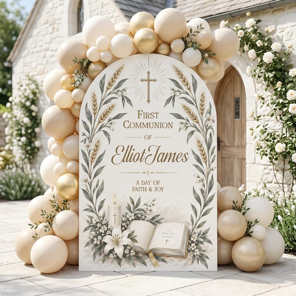 Pink Wheat & Lily First Communion Arch