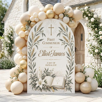 Pink Wheat & Lily First Communion Arch