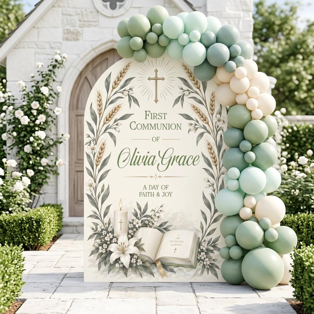 Pink Wheat & Lily First Communion Arch