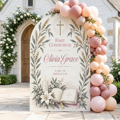 Pink Wheat & Lily First Communion Arch