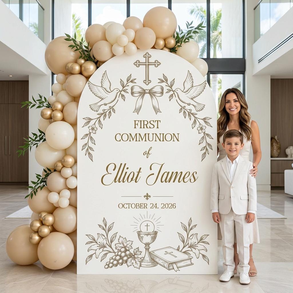 Beige Dove Chalice First Communion Arch