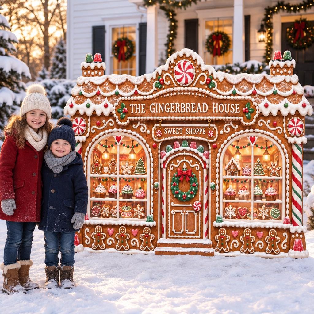 Gingerbread House Sweet Shoppe Backdrop