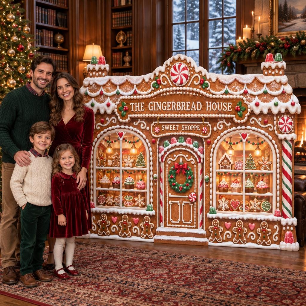 Gingerbread House Sweet Shoppe Backdrop