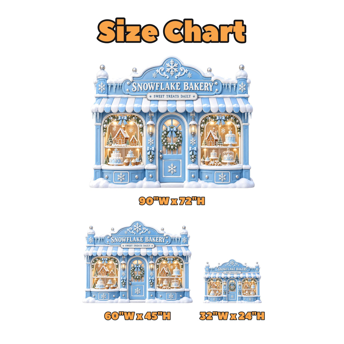 Blue Snowflake Bakery Storefront Backdrop