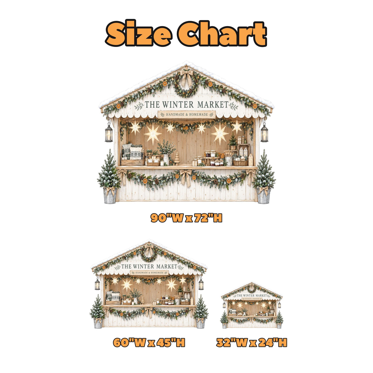 Snowy Winter Market Stall Backdrop