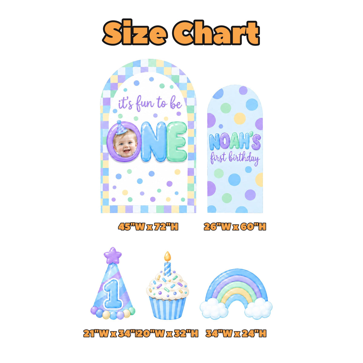 Pastel Checker Fun To Be One Arch Set