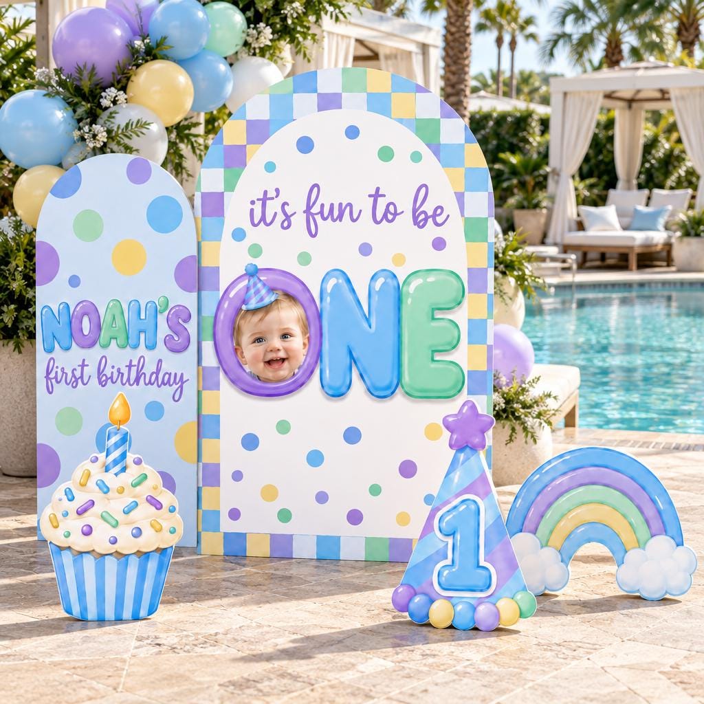 Pastel Checker Fun To Be One Arch Set