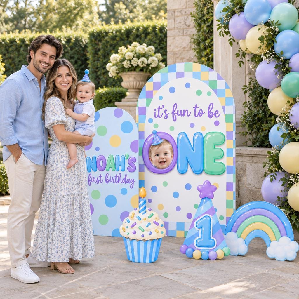 Pastel Checker Fun To Be One Arch Set