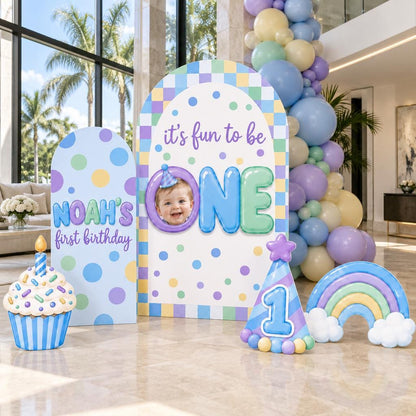 Pastel Checker Fun To Be One Arch Set