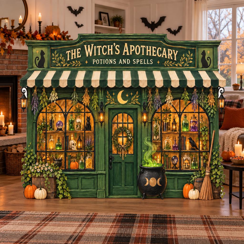 Green Witch Apothecary Storefront Backdrop